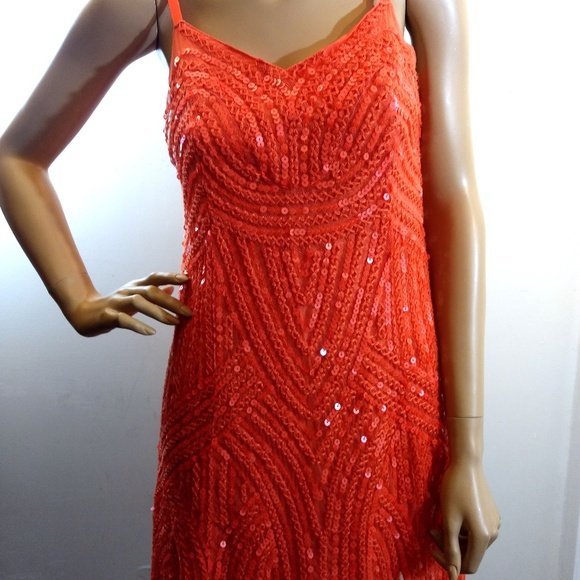 NWT Free People Coral Sequin Mesh Asymmetric Dress - Picture 4 of 10